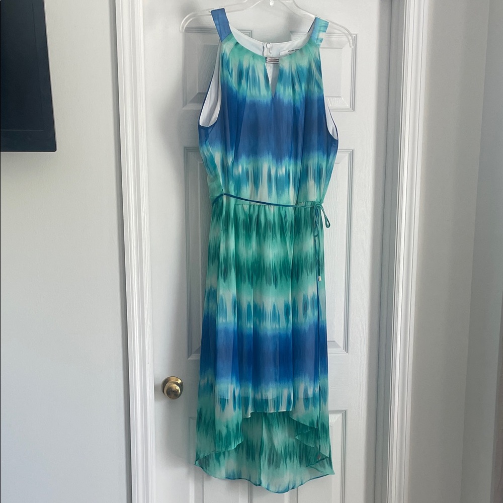 Studio One Blue and Teal High-Low Maxi Dress